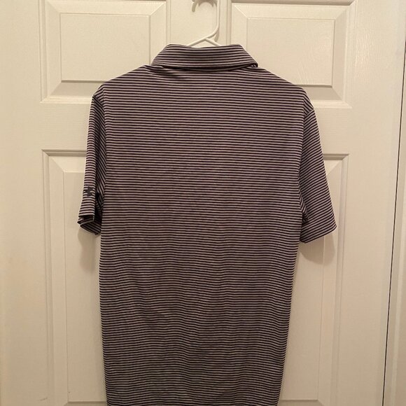 Under Armour Navy Striped Polo Shirt Small Gray Black Button Down S - Picture 2 of 2